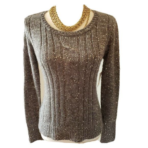 NWT Relativity Womens Shimmer and Shine Silver Holiday Sweater Petite Small PS - Picture 1 of 6